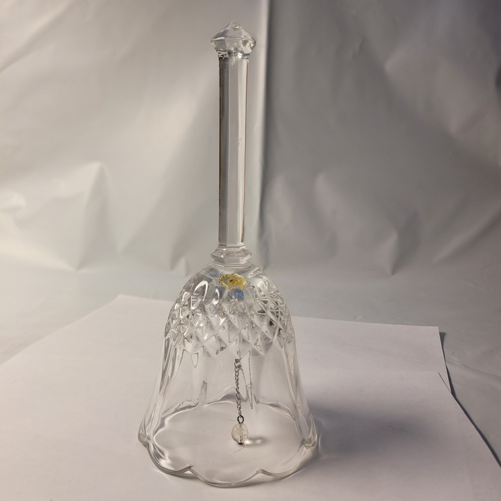 Mikasa Crystal Dinner Bell West Germany Diamond Cut Scalloped Clear Glass 6.5in